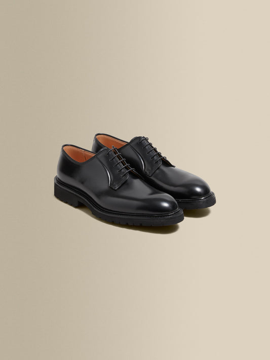 Calf Leather Derby Shoes Black Product Image Pair