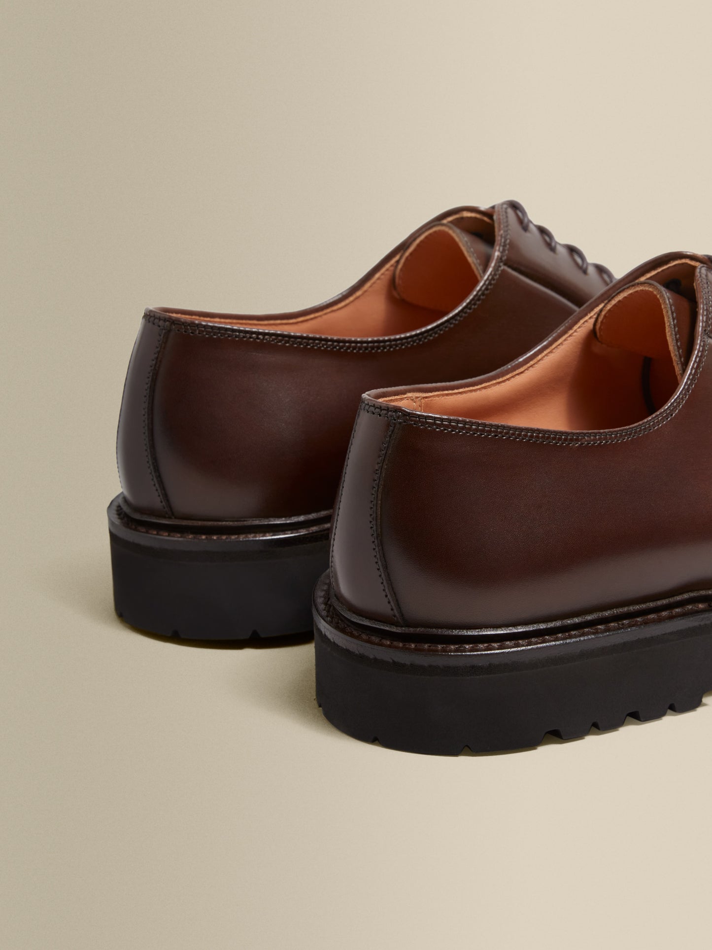 Calf Leather Derby Shoes Dark Coffee Heel Product Image