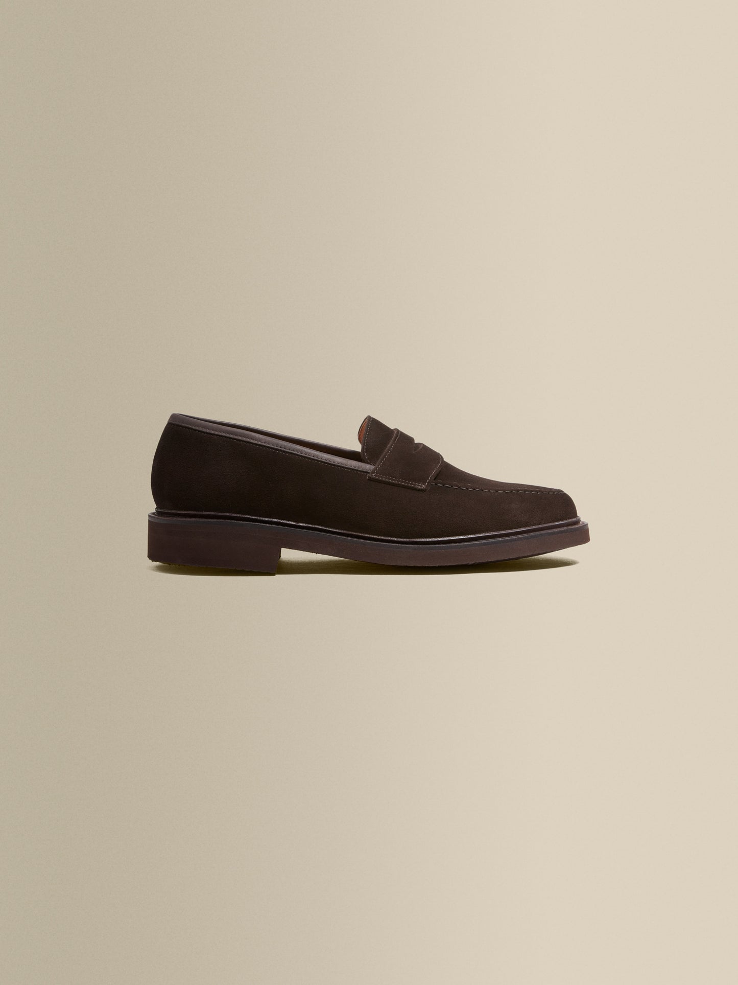 Calf Suede Penny Loafer Shoes Brown Product Image Side