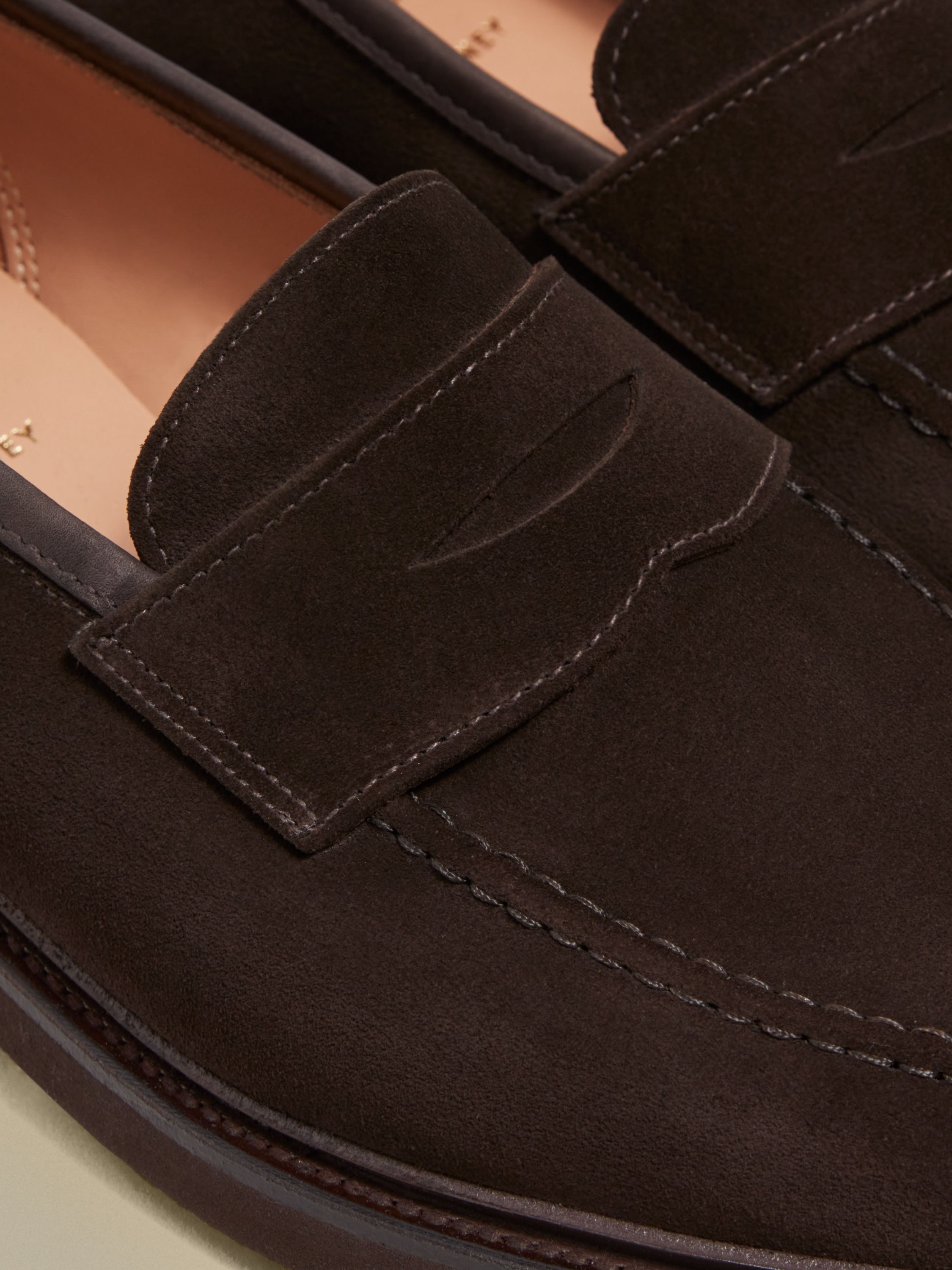 Calf Suede Penny Loafer Shoes Brown Product Image Detail