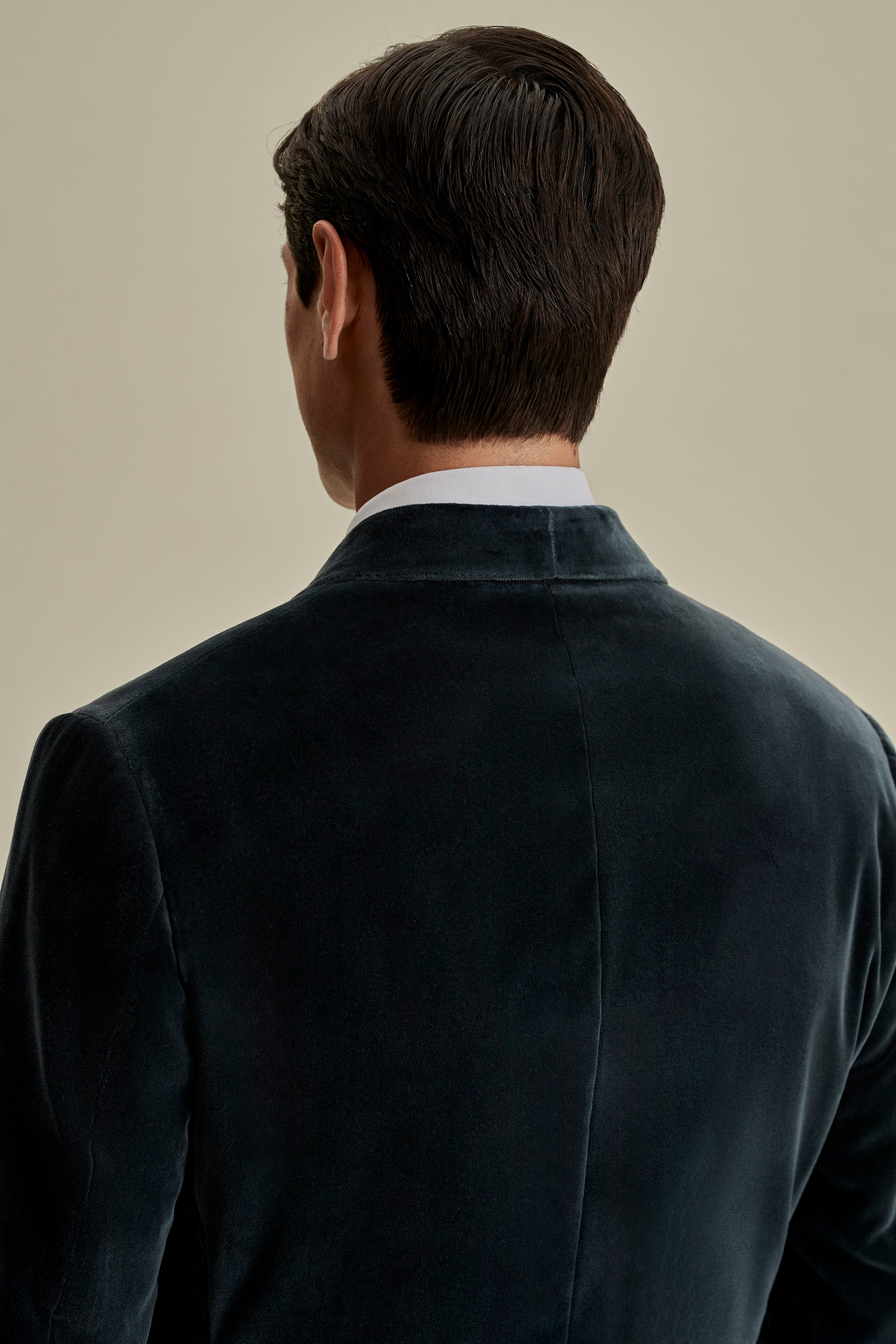 Velvet Double Breasted Shawl Lapel Dinner Jacket Model Back Image
