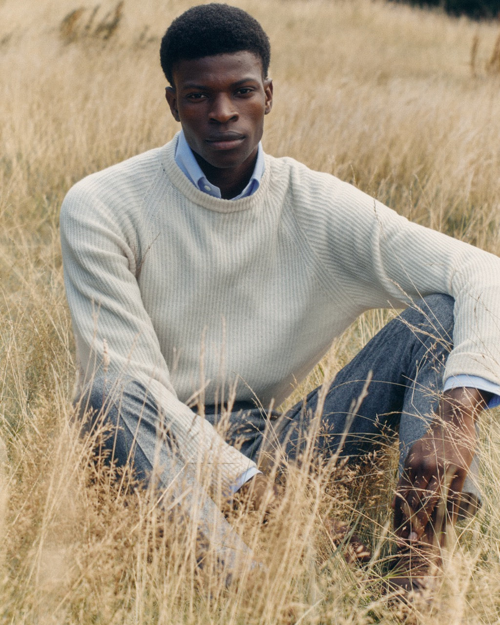 Cashmere Fisherman Rib Sweater Off-White Campaign Image