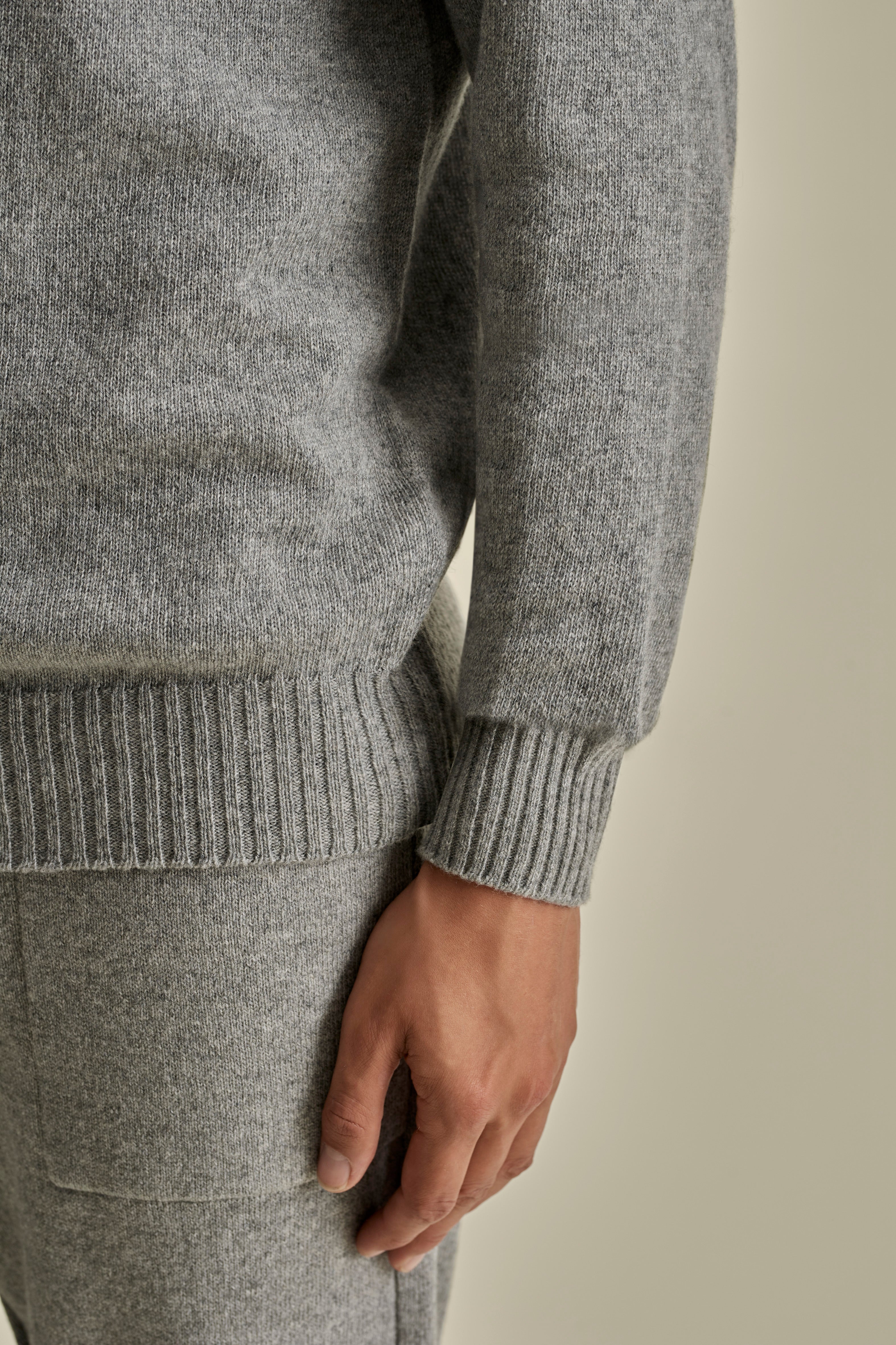 Cashmere Pullover Hoodie Grey Model Sleeve Image