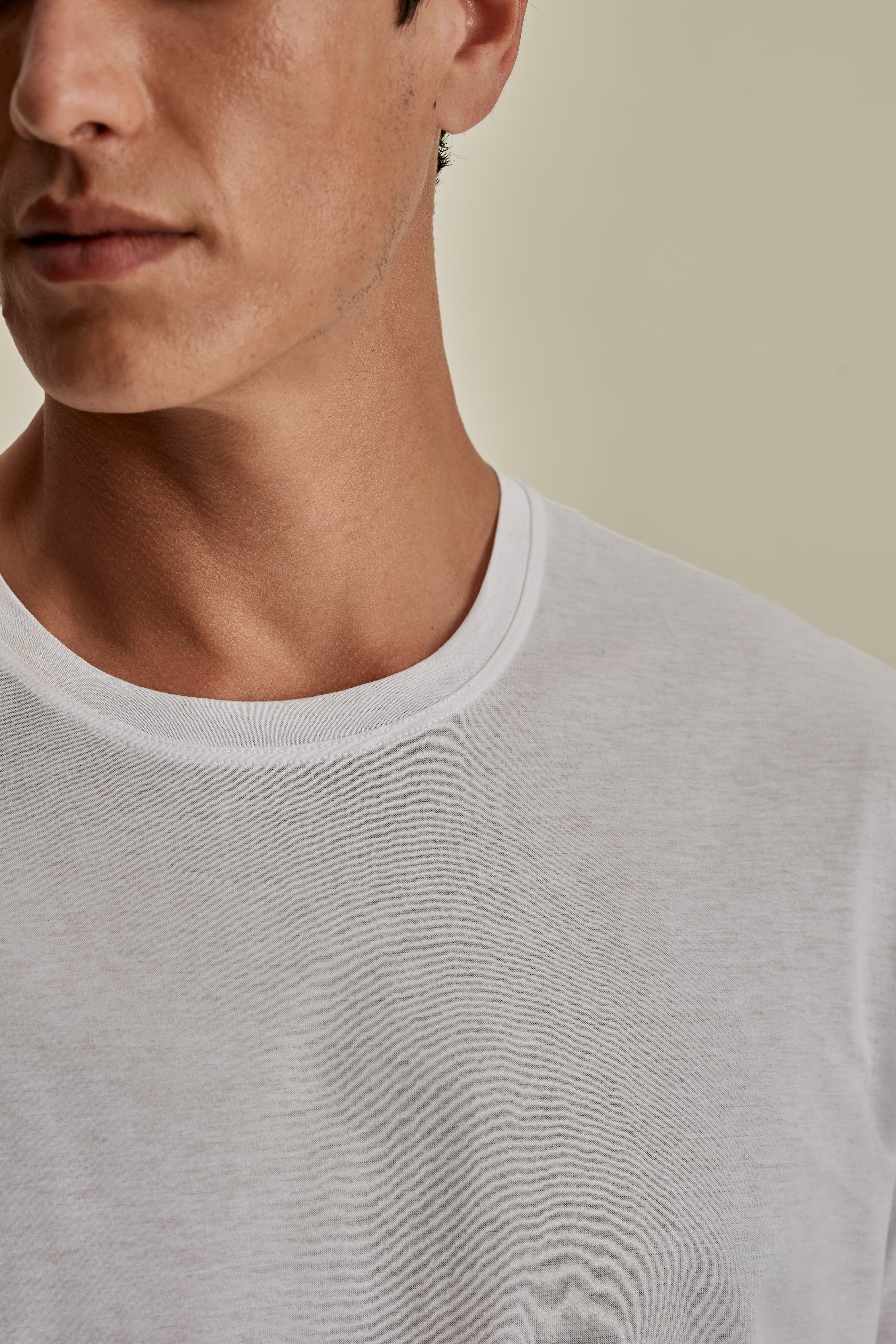 Cotton Classic T-Shirt White Model Neck Image