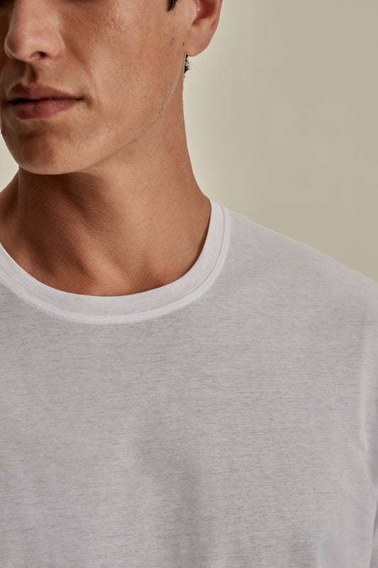 Cotton Classic T-Shirt White Model Neck Image