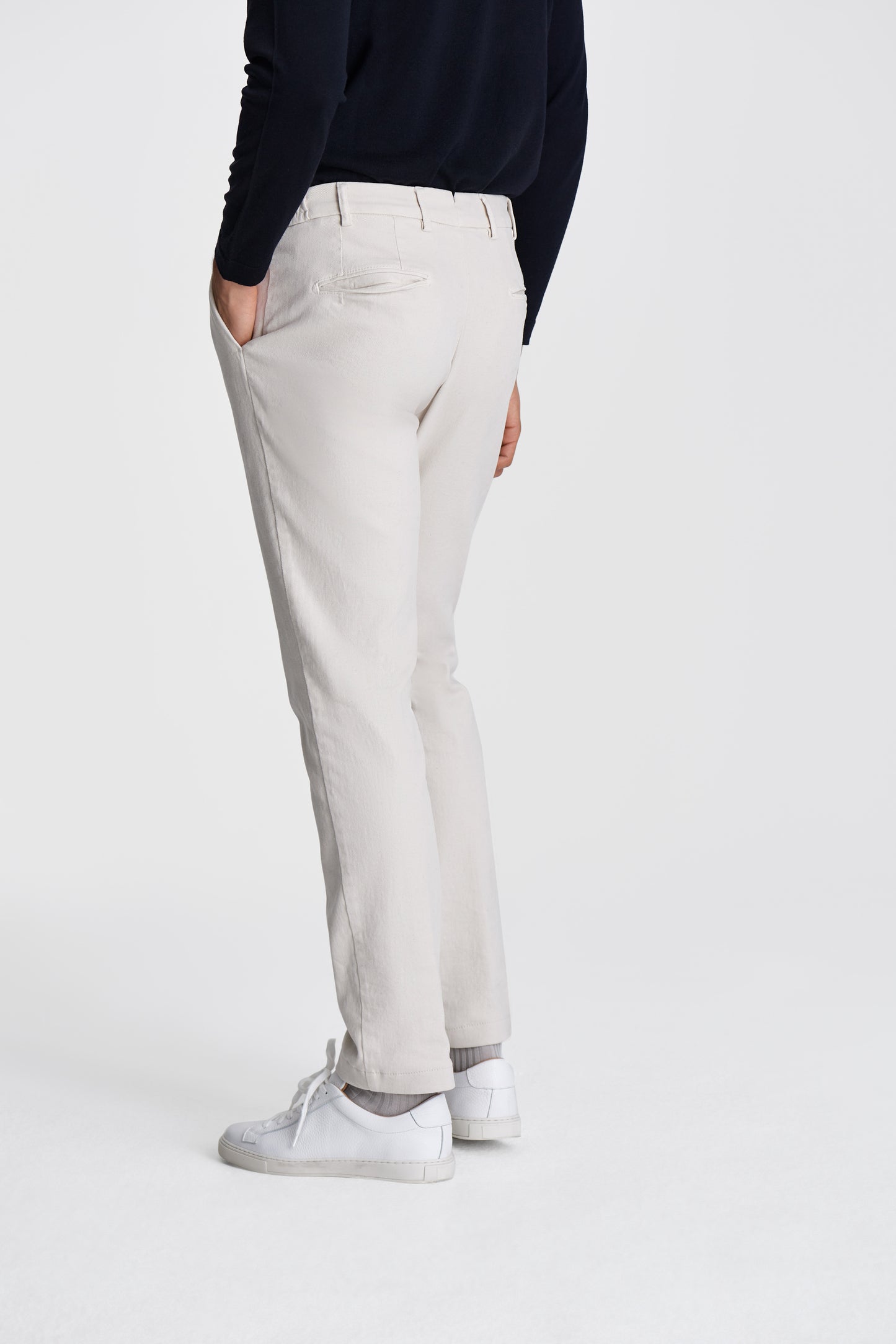 Cotton Easy Fit Chinos Latte Model Back Image