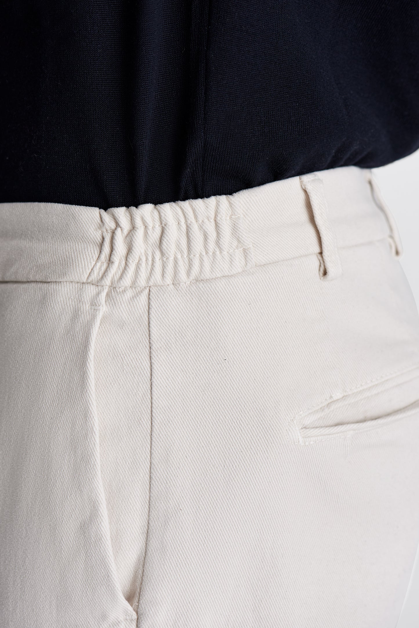 Cotton Easy Fit Chinos Latte Model Waist Image