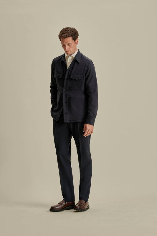 Cashmere Overshirt Navy Model Image