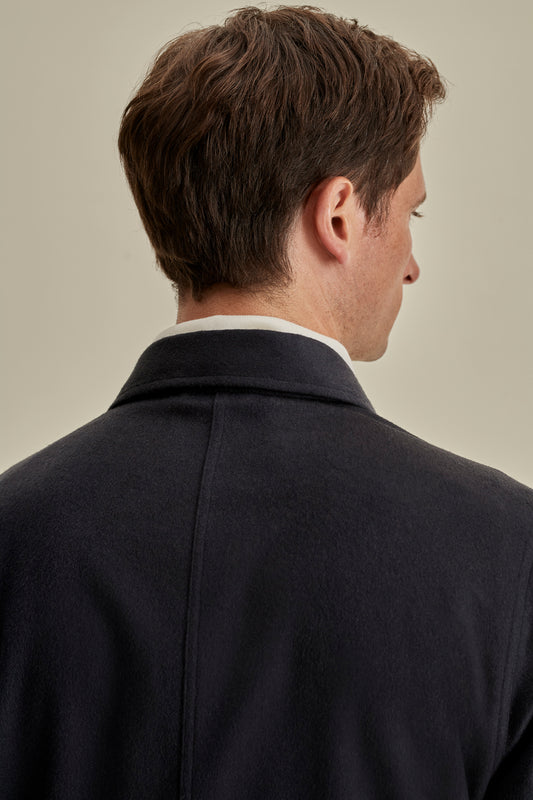 Cashmere Overshirt Navy Model Back Image
