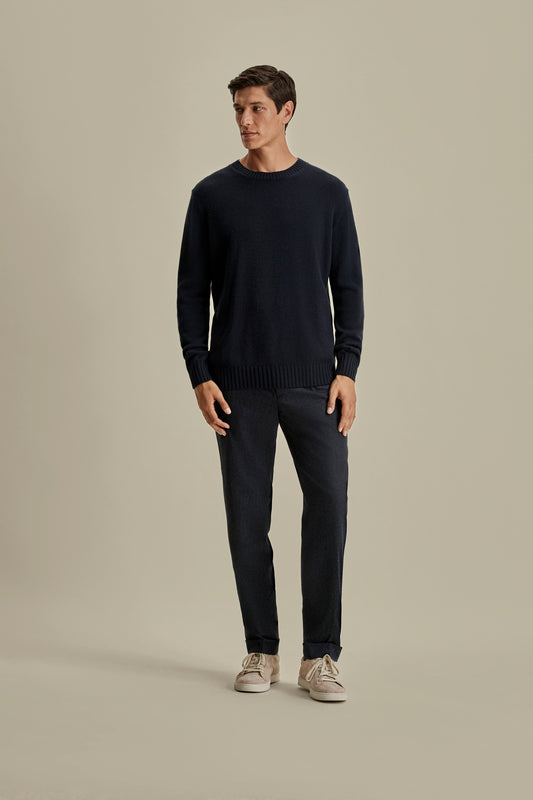 Cashmere Crew Neck Sweater Navy Model Image