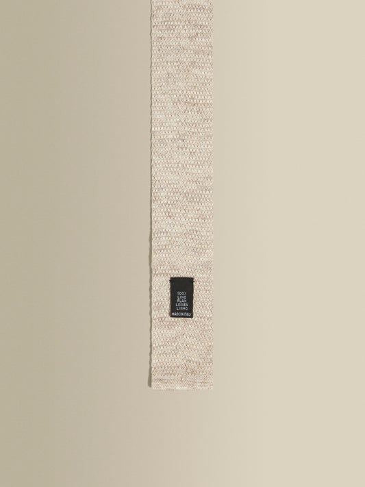 Knitted Linen Tie Beige Product Label