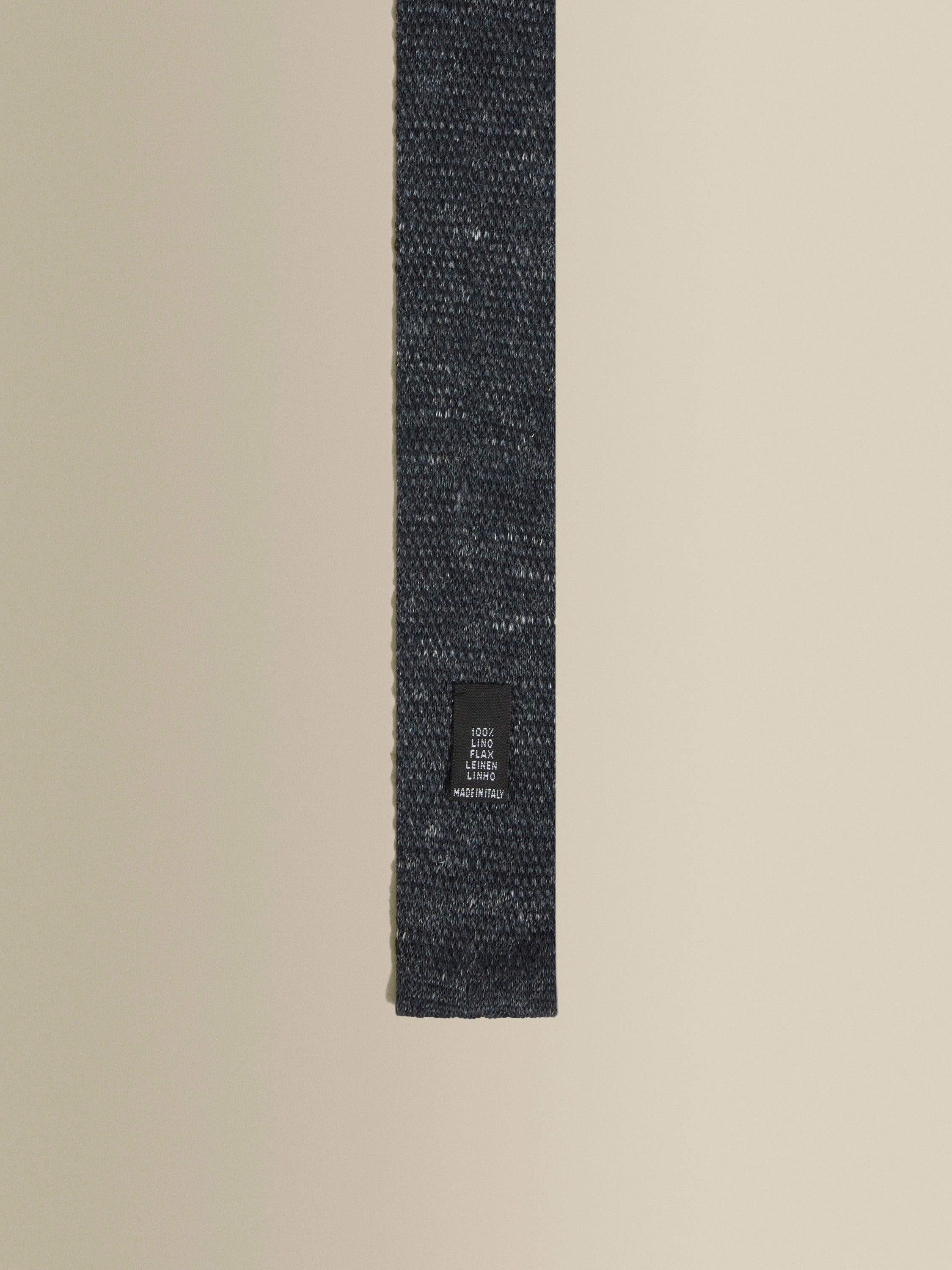 Knitted Linen Tie Classic Blue Product Label