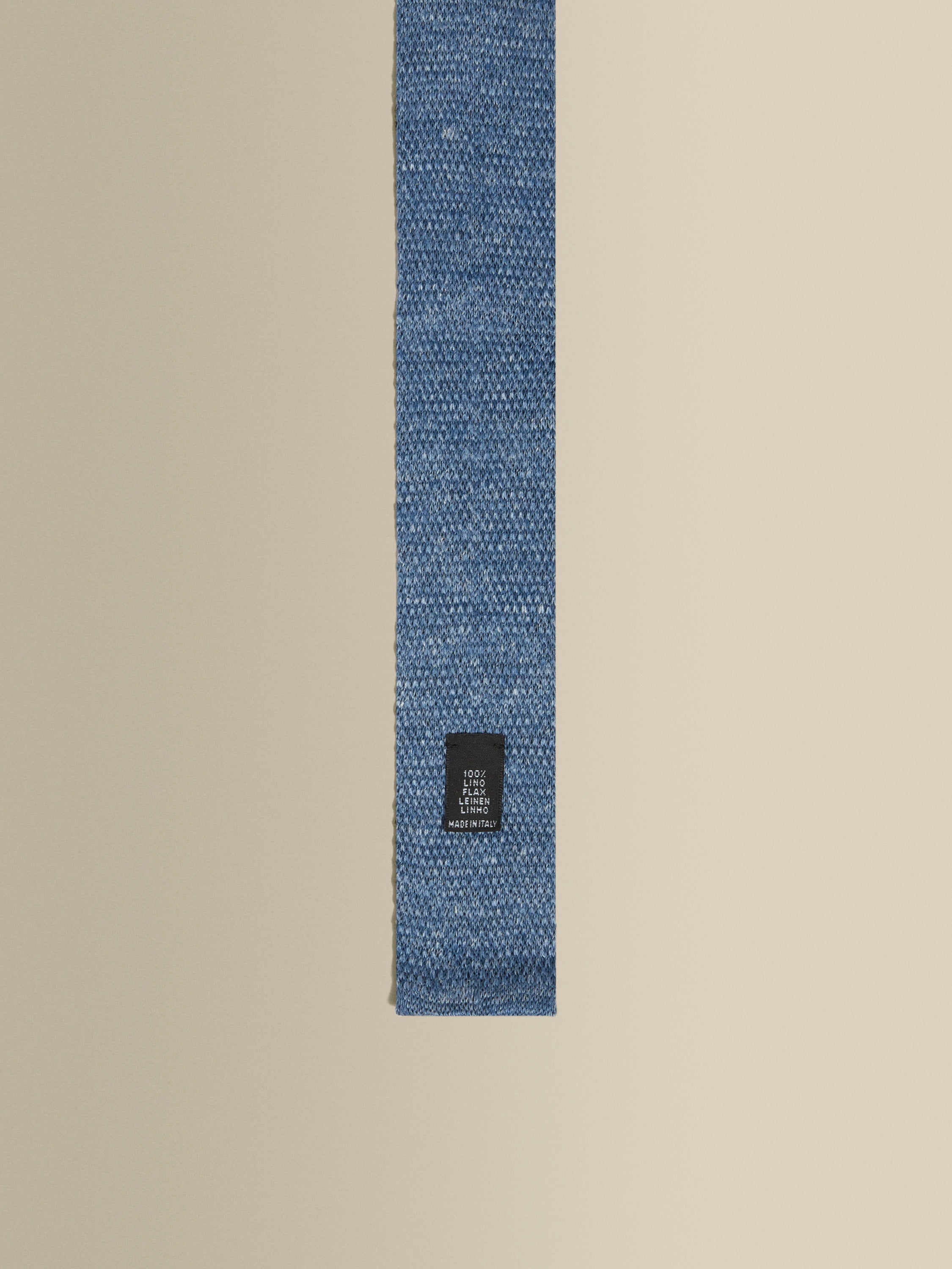 Knitted Linen Tie Slate Blue Label Product Image