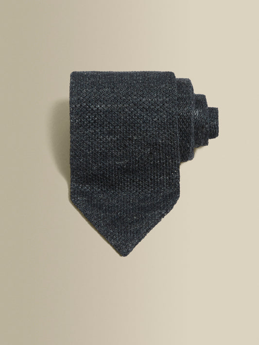 Knitted Linen Tie Darkest Navy Product