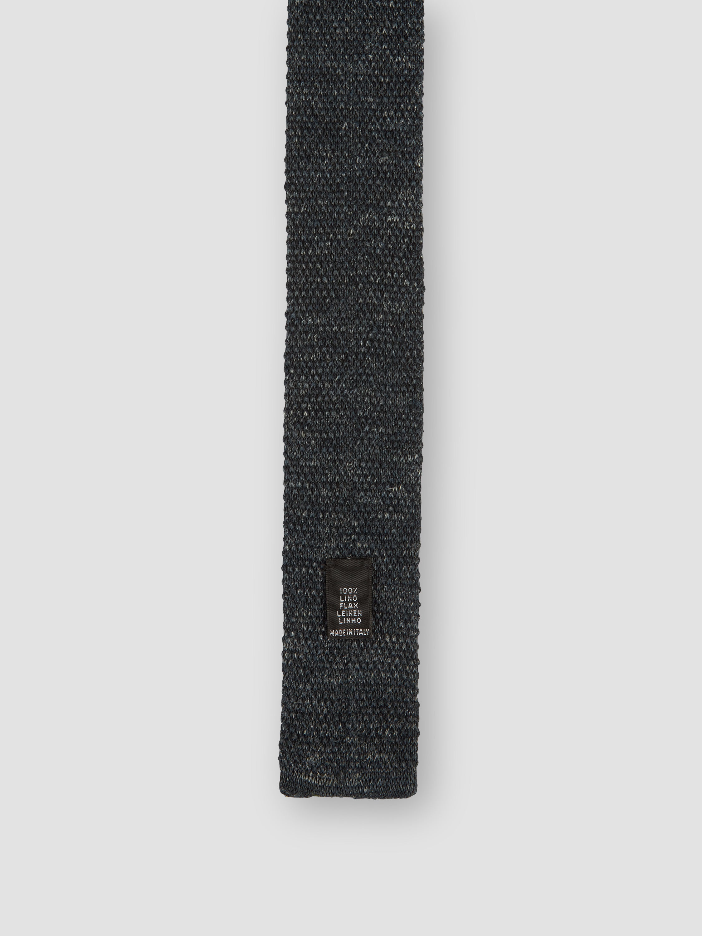 Knitted Linen Tie Darkest Navy Product Label