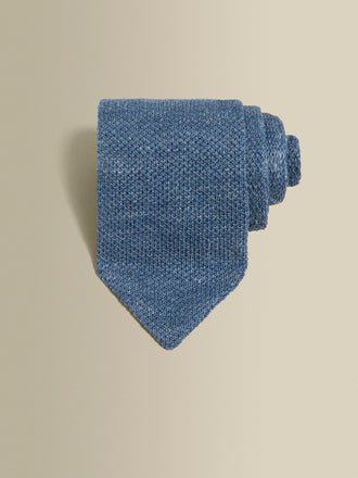 Blue Knitted Linen Tie Slate Product
