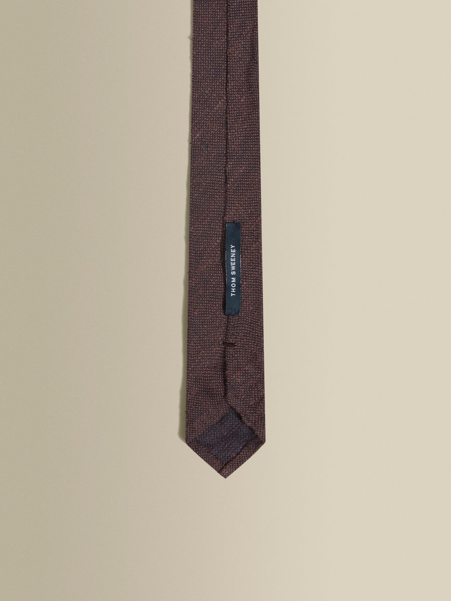 Knitted Silk Linen Tie Brown Product Label