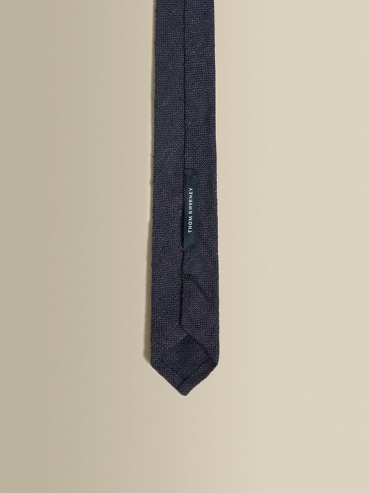 Knitted Silk Linen Tie Navy Product Image