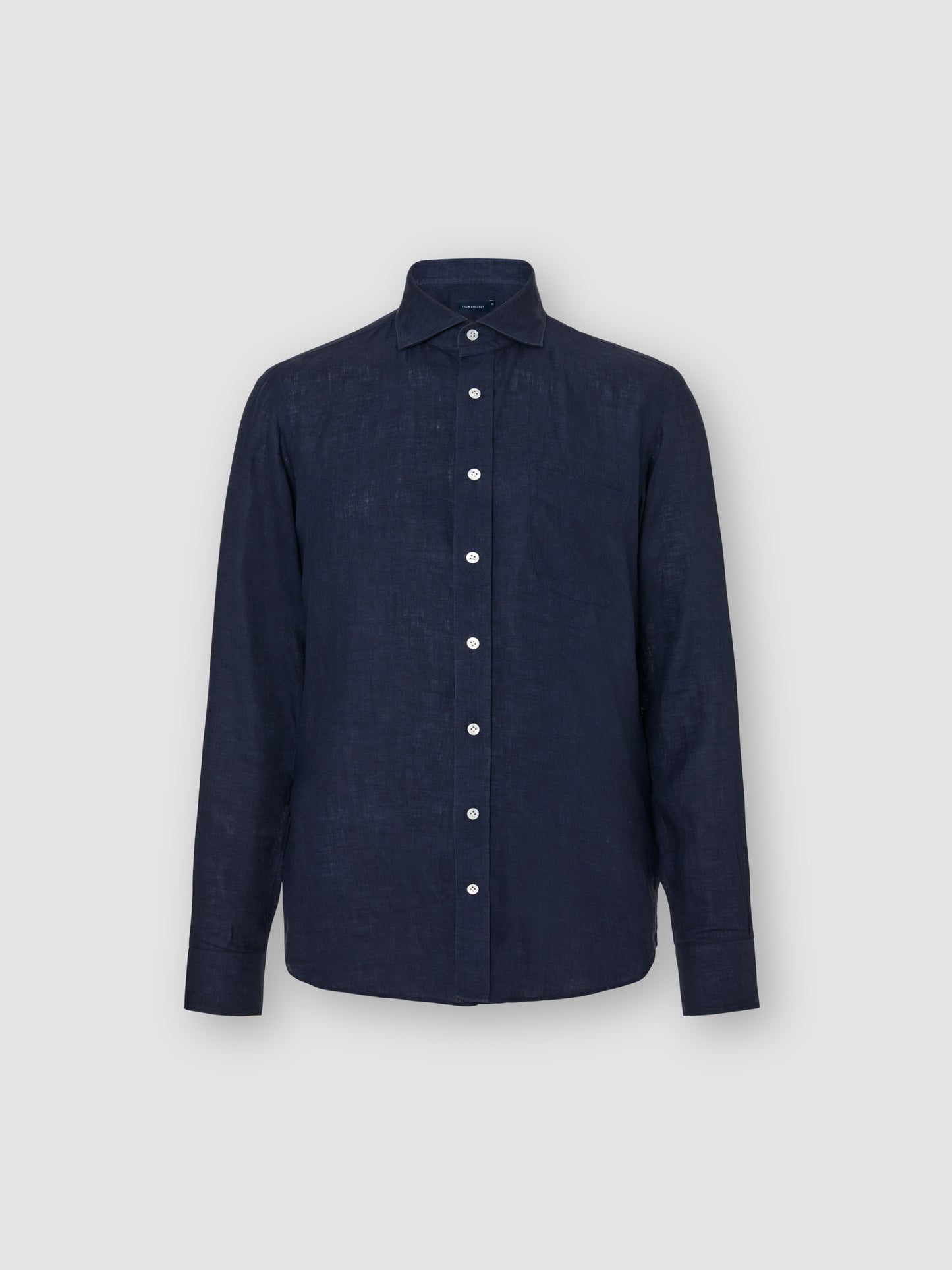 Cutaway Collar Linen Shirt Dark Navy Product Image