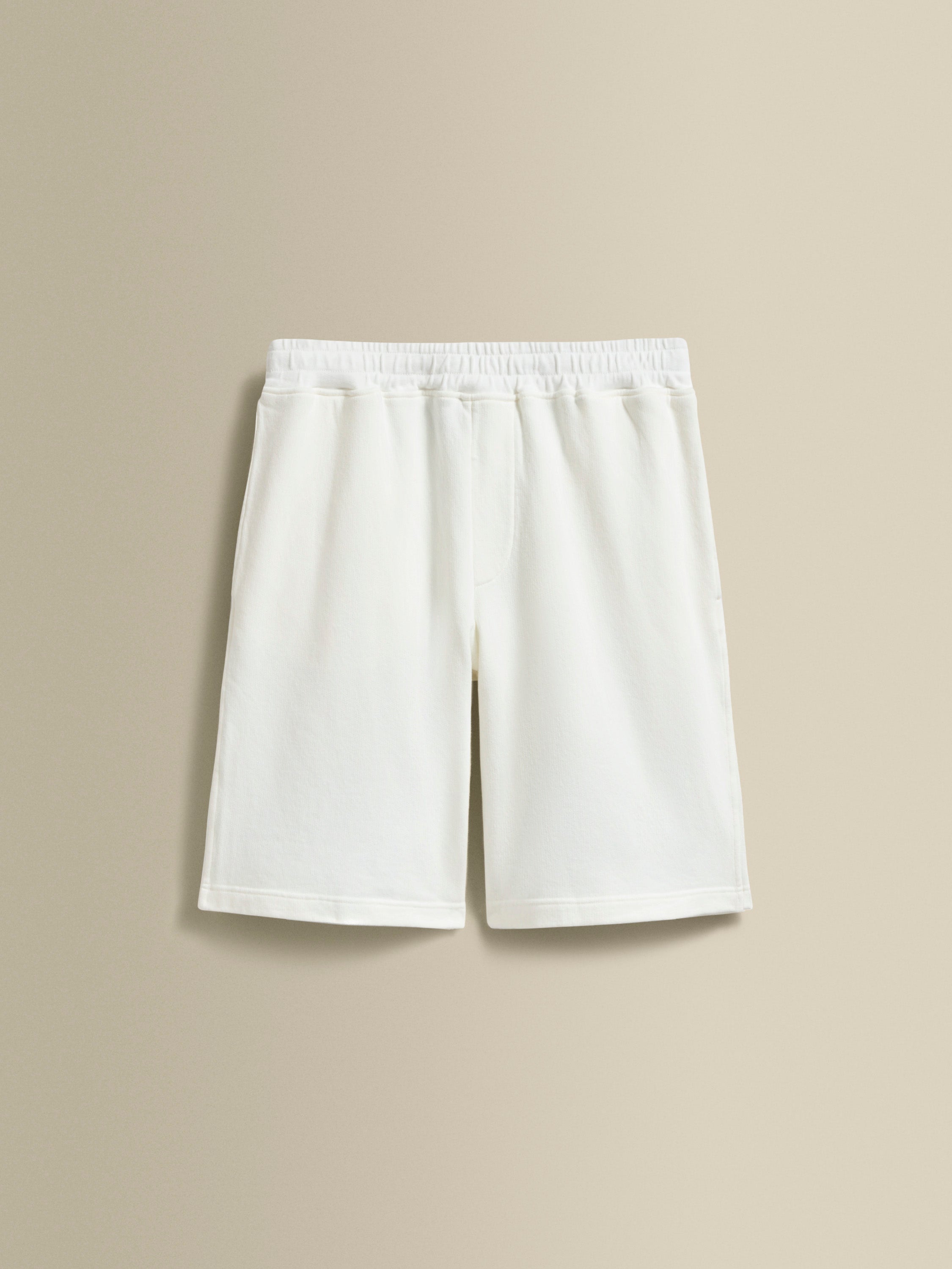 Loopback Cotton Drawstring Shorts White Product Image