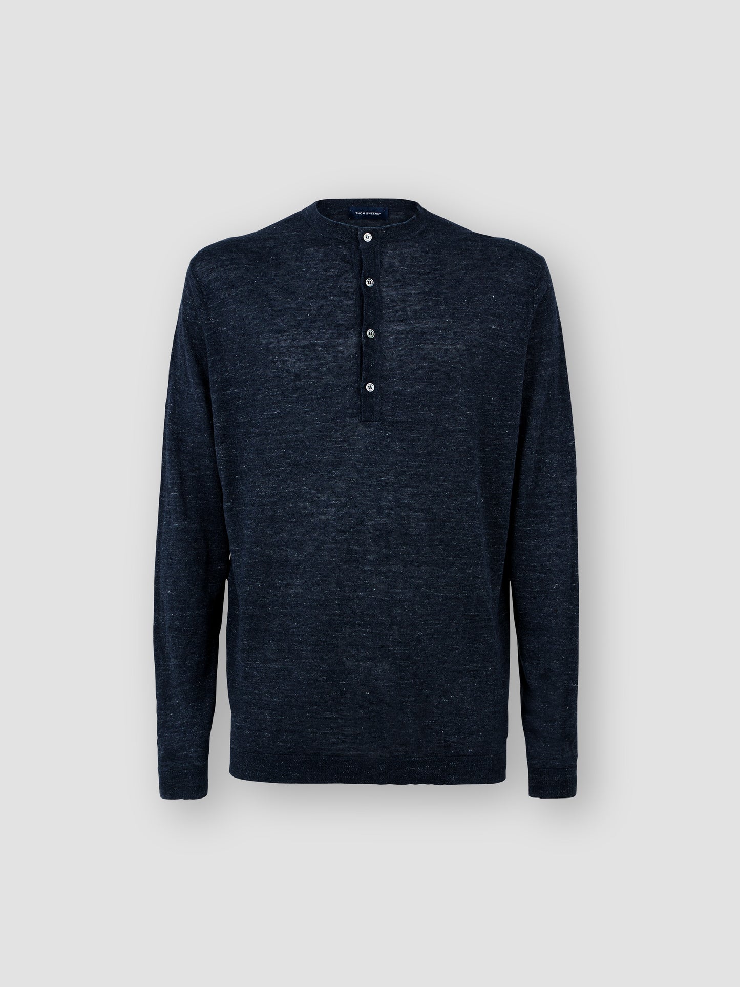 Long Sleeve Linen Henley T-Shirt Navy Product