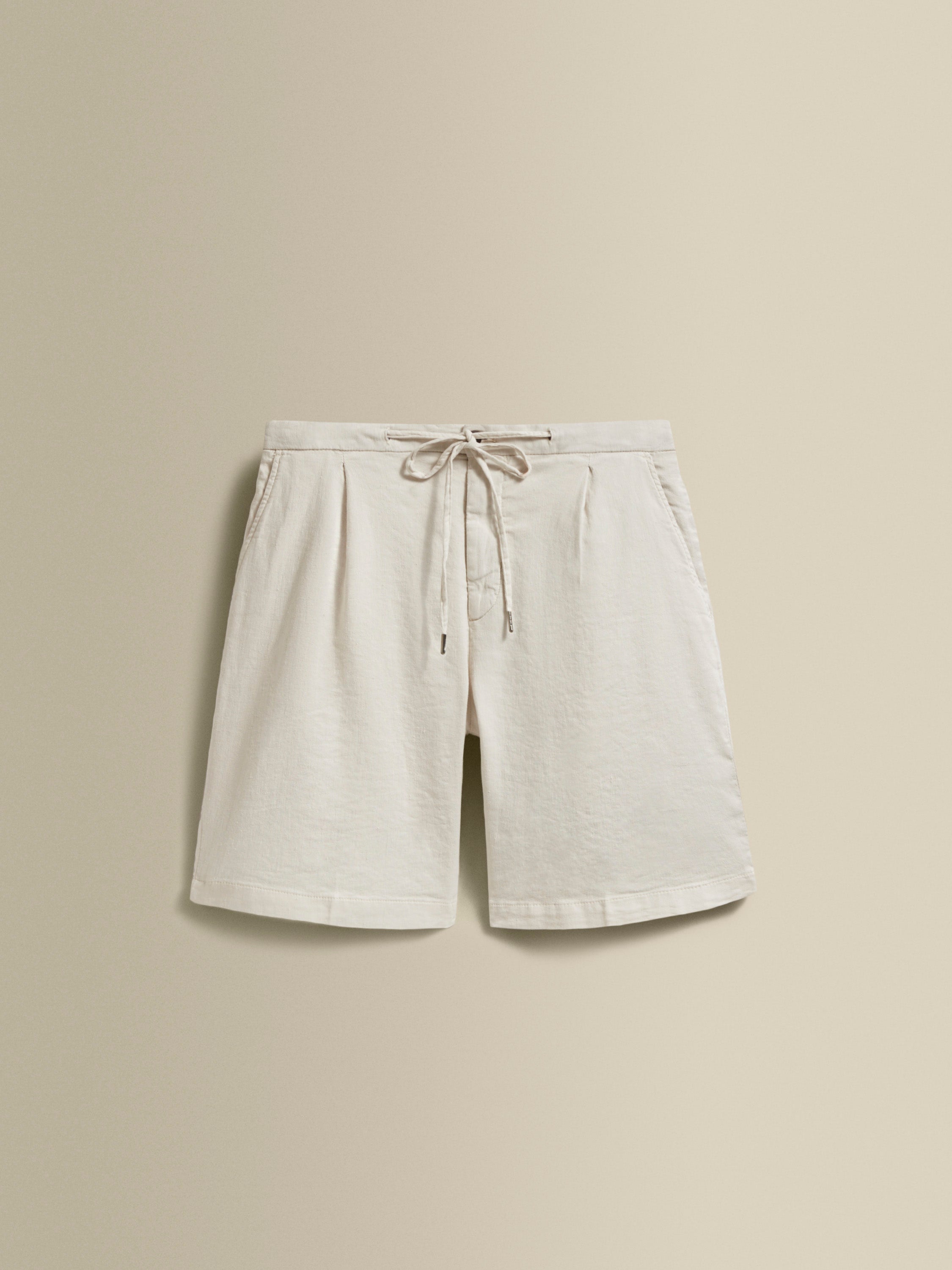 Linen Jersey Pleated Shorts Stone Product Image