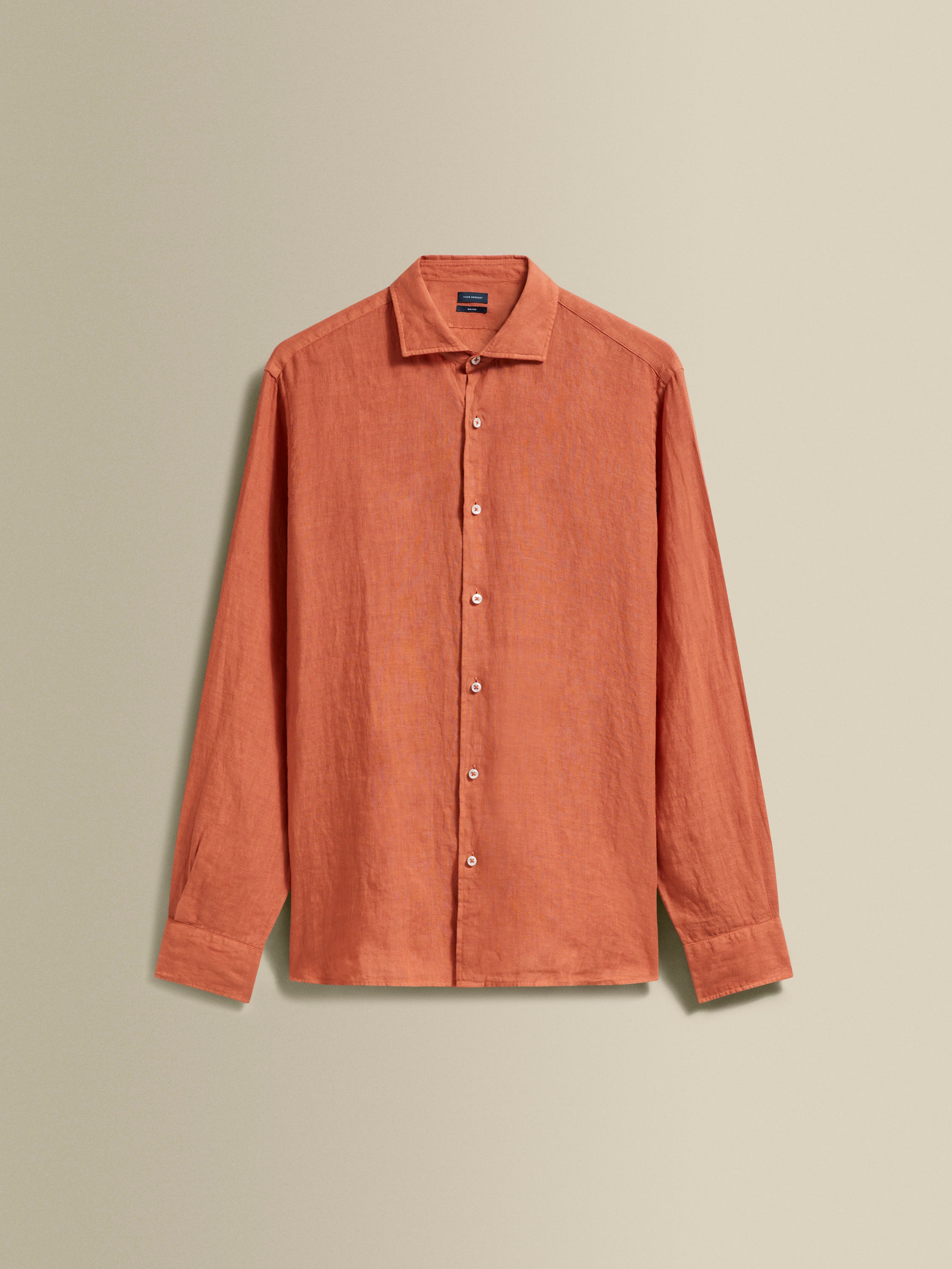 Linen Cutaway Collar Shirt Terracotta Product Image