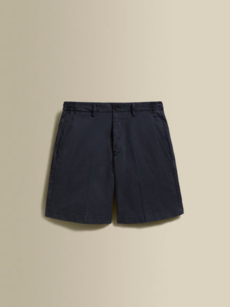 Cotton Flat Front Casual Shorts Navy Product Image