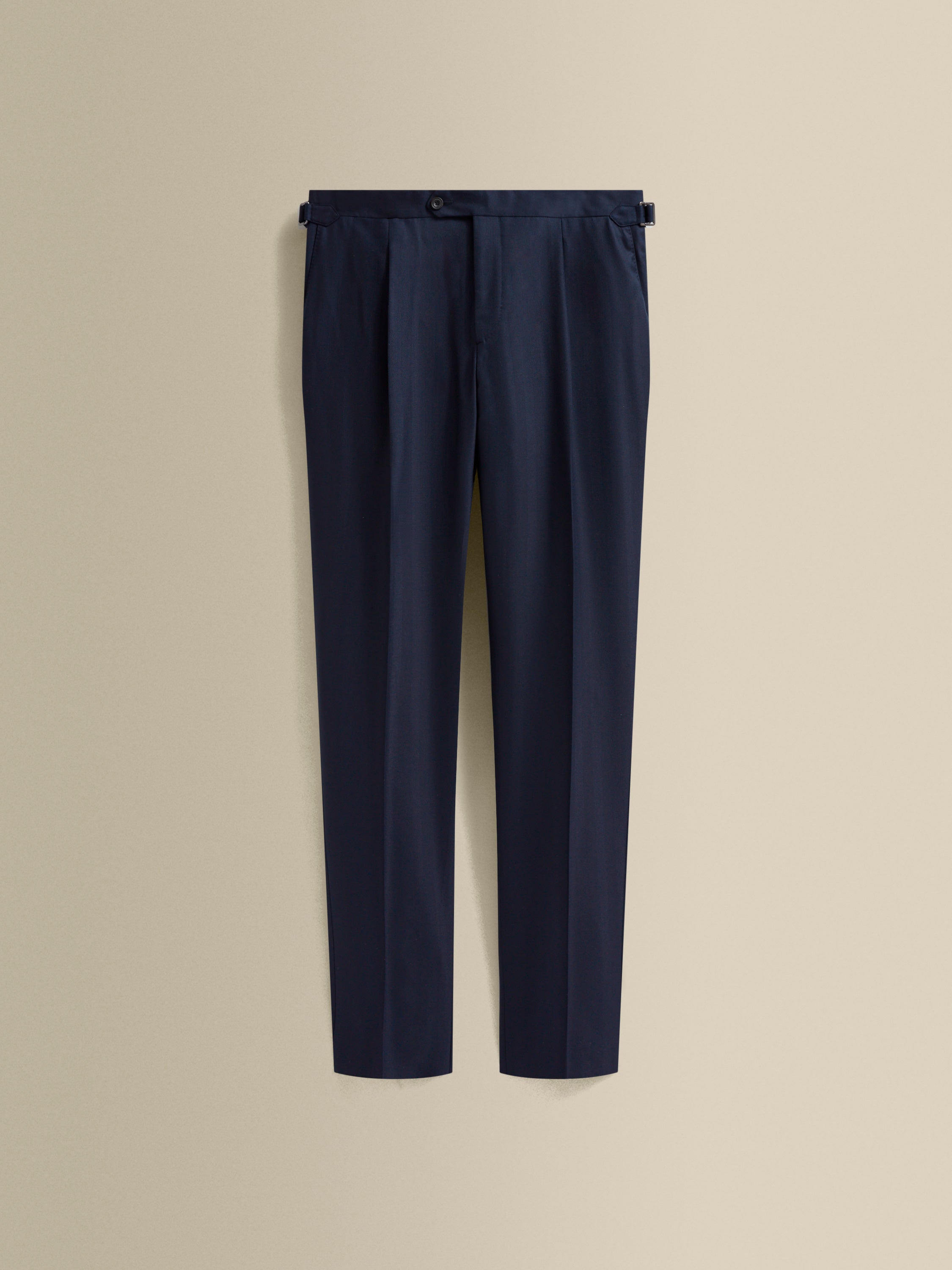 Wool Single Pleat Tailored Trousers Navy Product Image