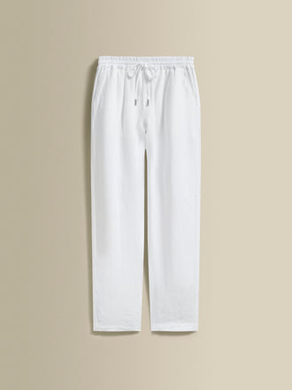 Linen Relaxed Drawstring Trousers Off White Product Image