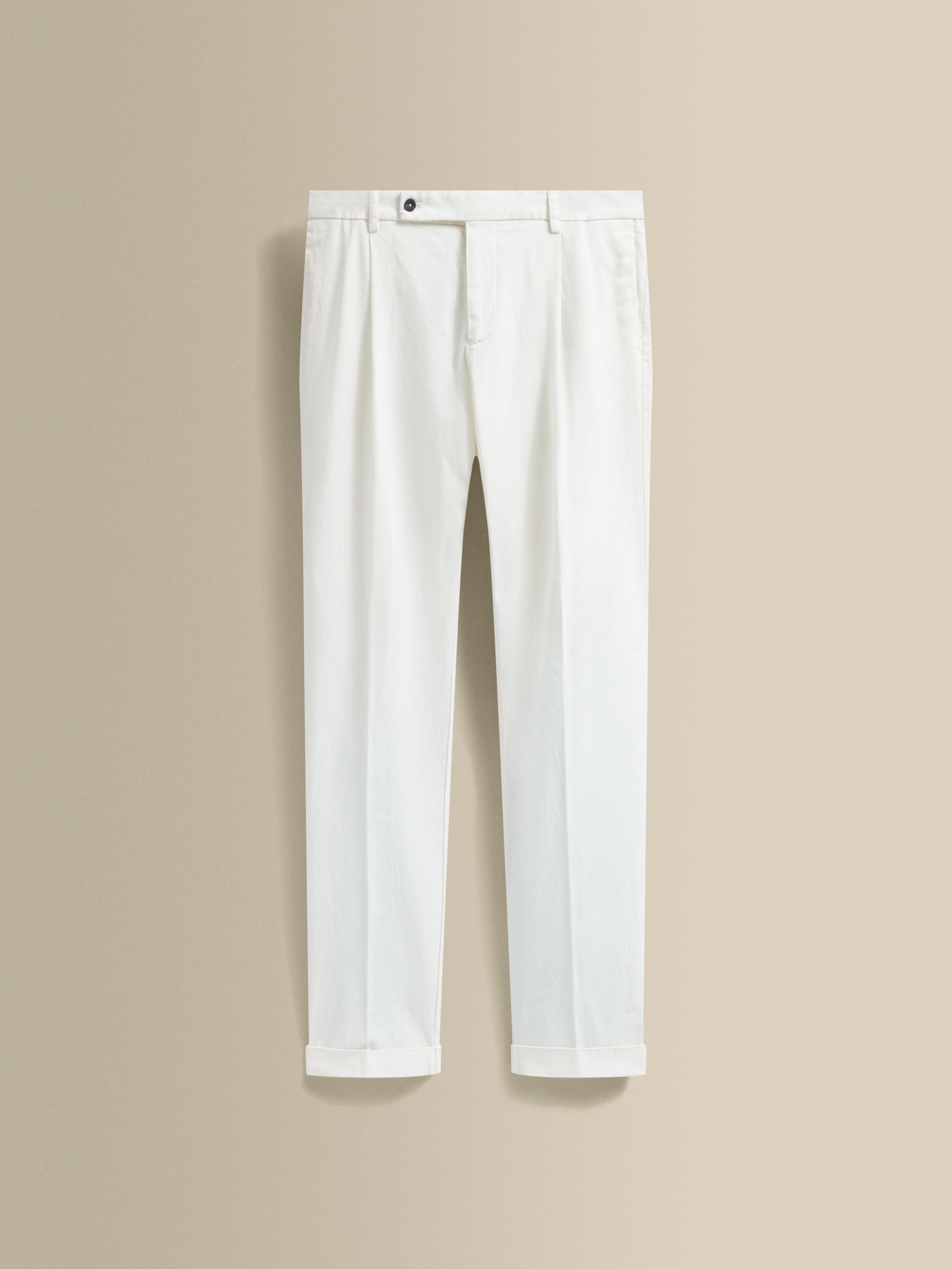 Cotton Single Pleat Chinos White Product Image