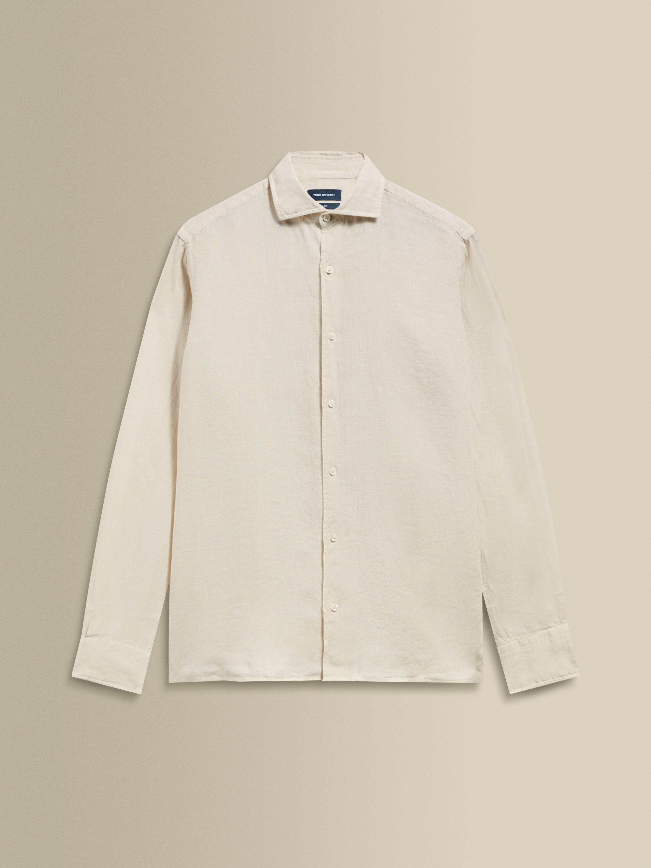 Linen Cutaway Collar Shirt Beige Product Image