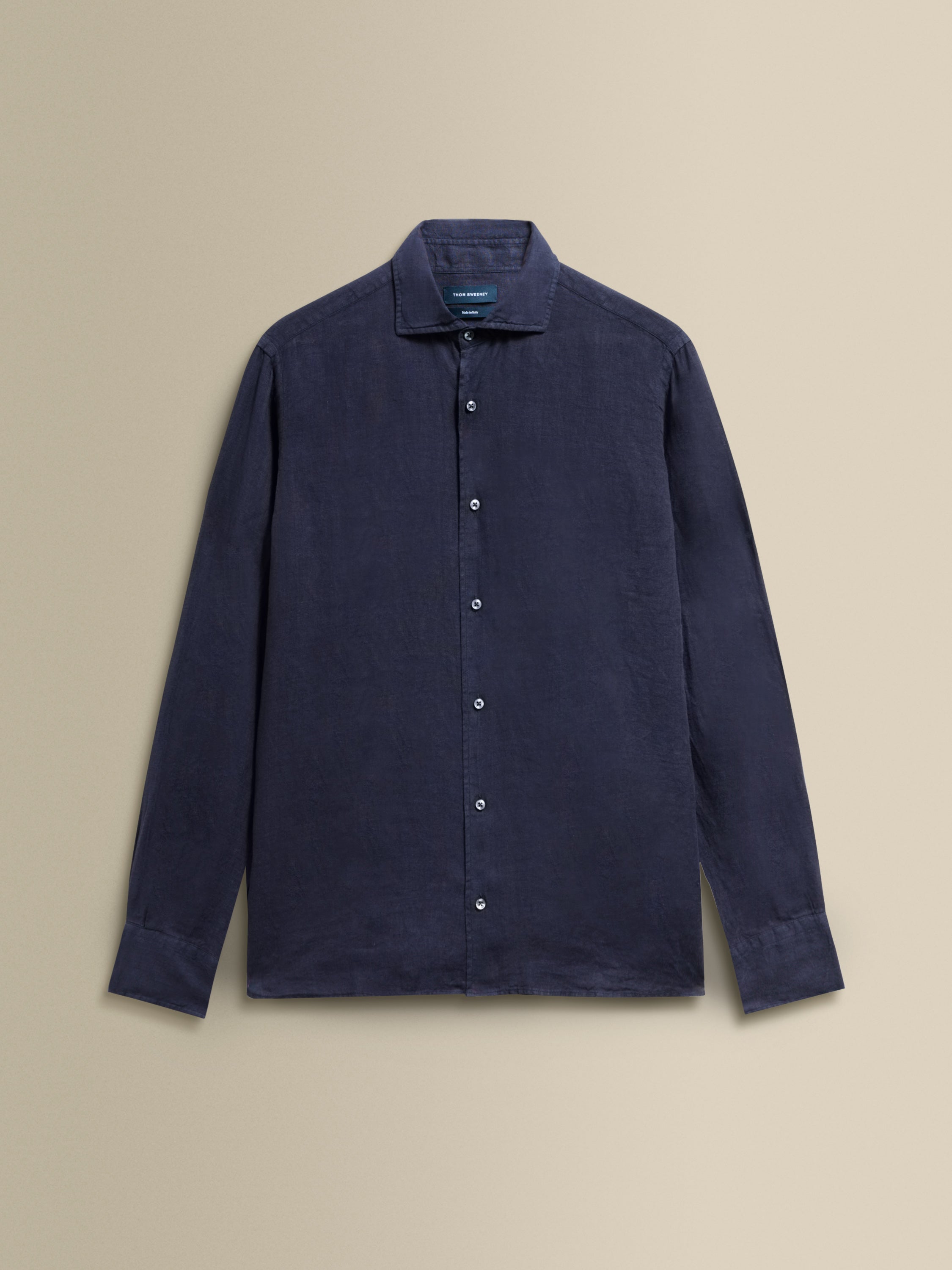 Linen Cutaway Collar Shirt Navy Product Image