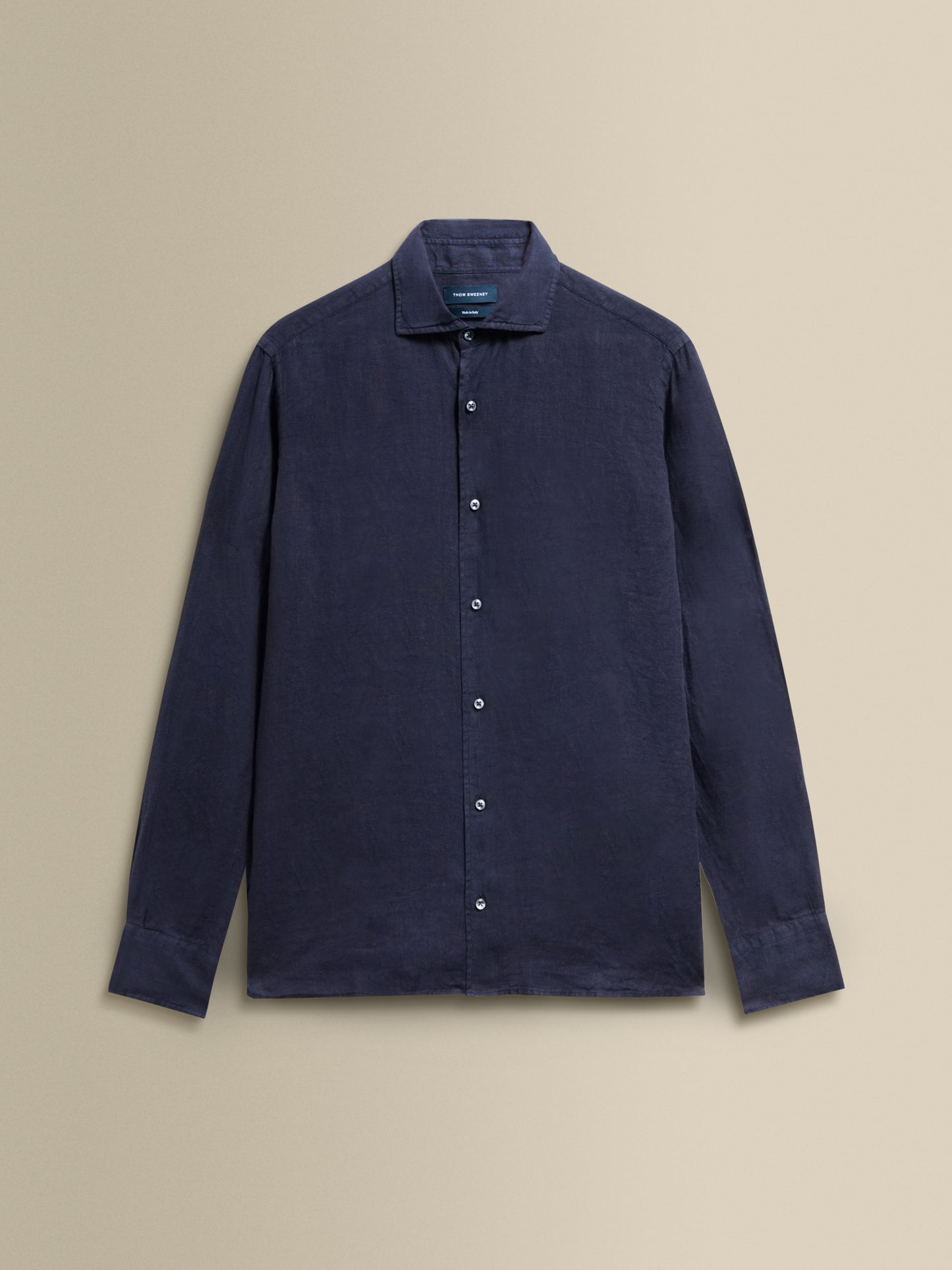 Linen Cutaway Collar Shirt Navy Product Image