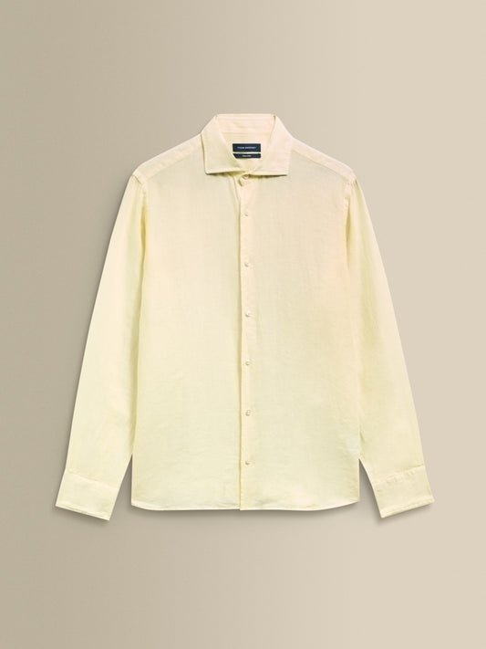 Linen Cutaway Collar Shirt Yellow Product Image