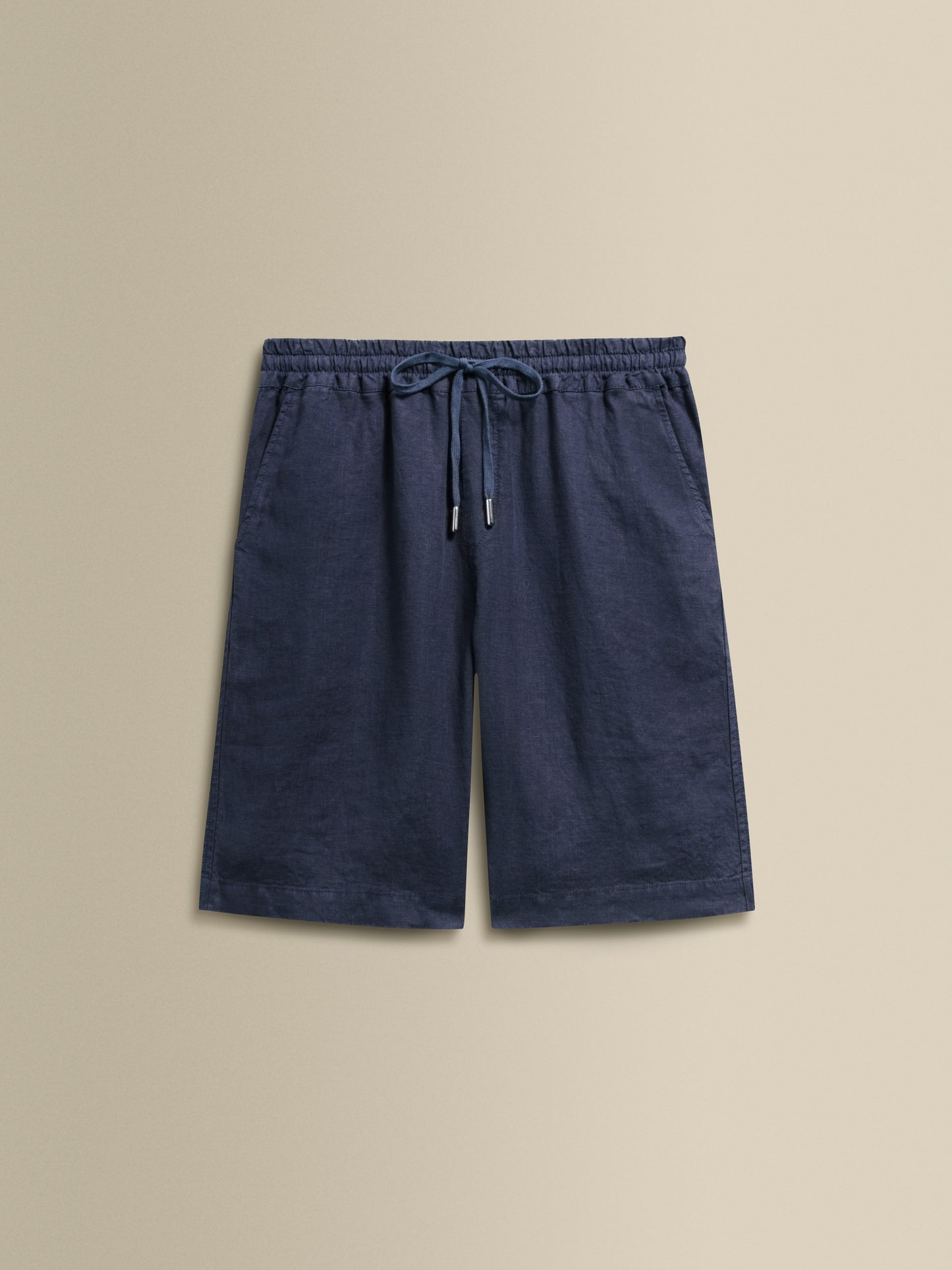 Linen Drawstring Shorts Navy Product Image