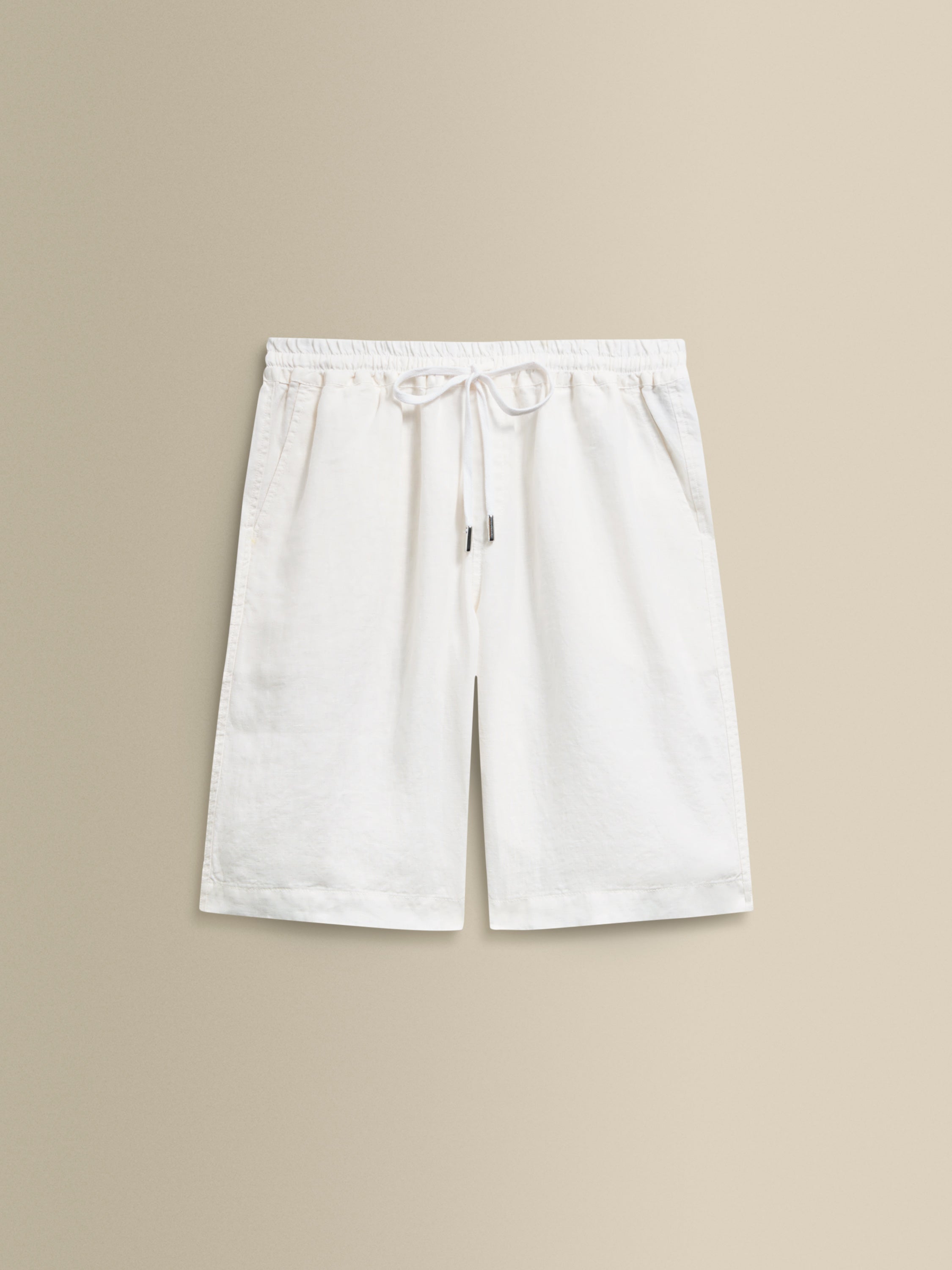 Linen Drawstring Shorts White Product Image
