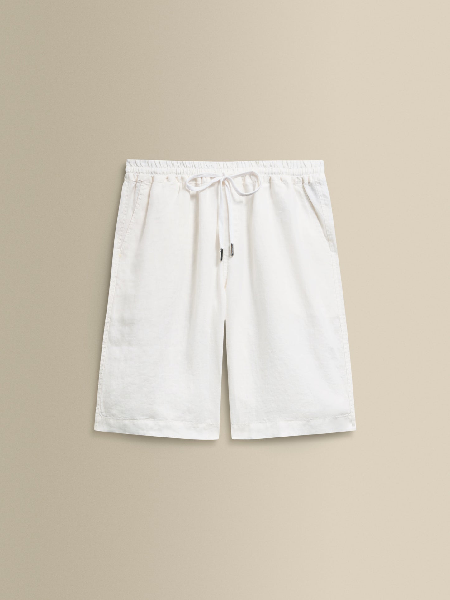 Linen Drawstring Shorts White Product Image