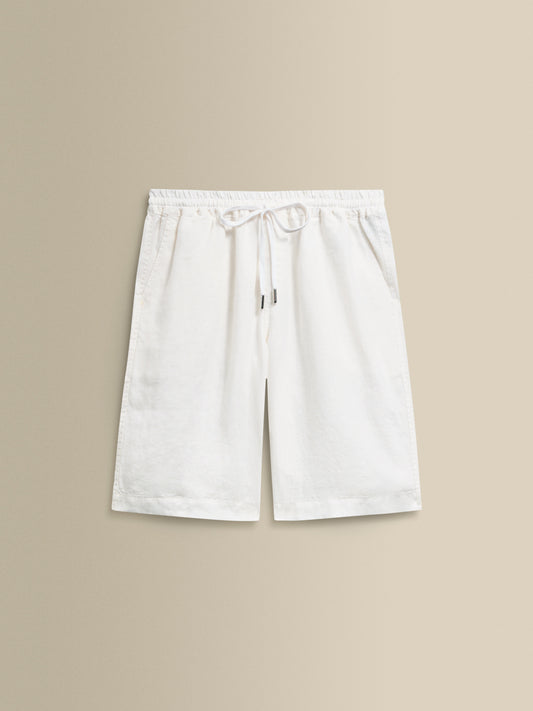 Linen Drawstring Shorts White Product Image