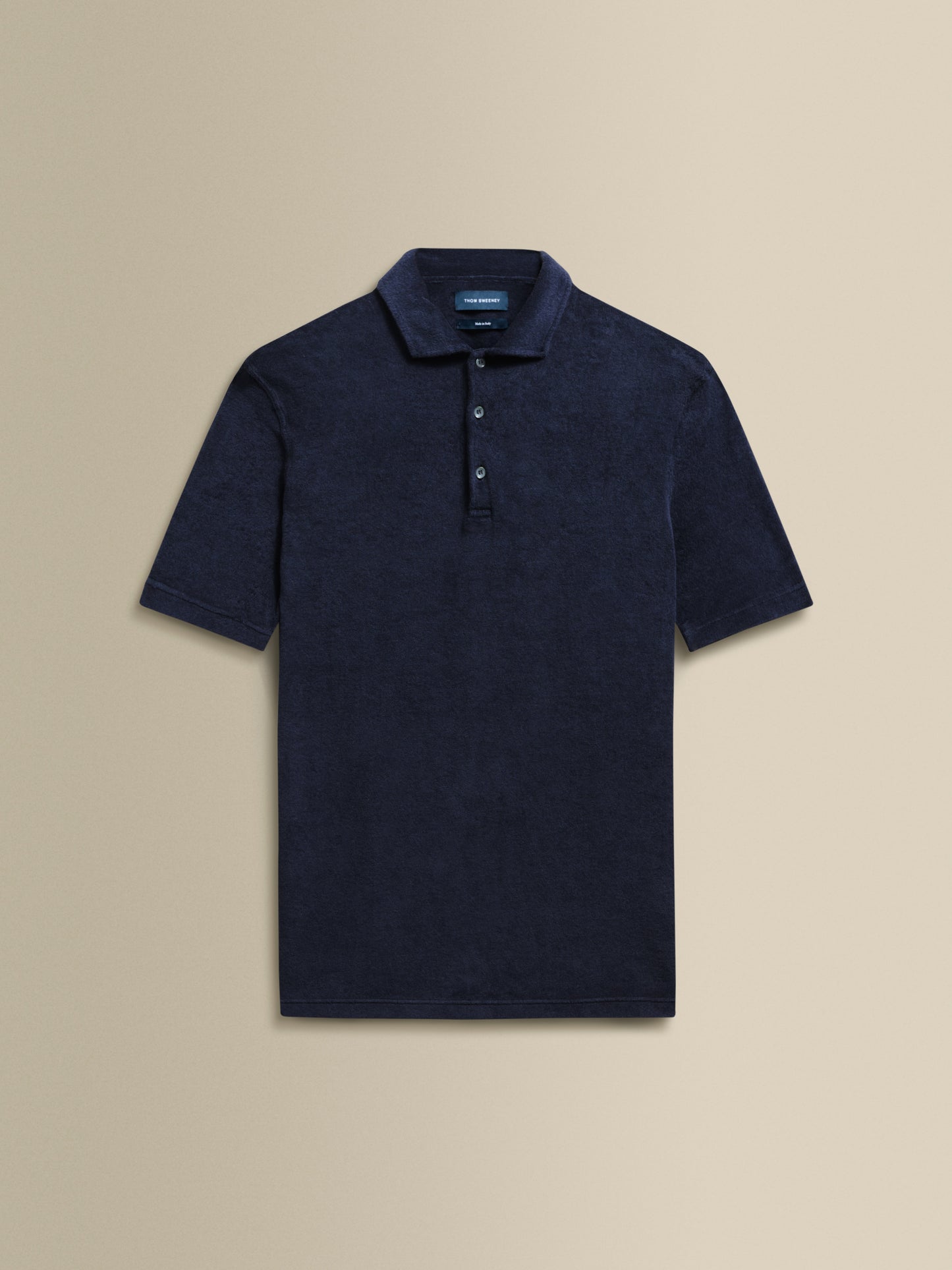 Terry Cotton Polo Shirt Navy Product Image
