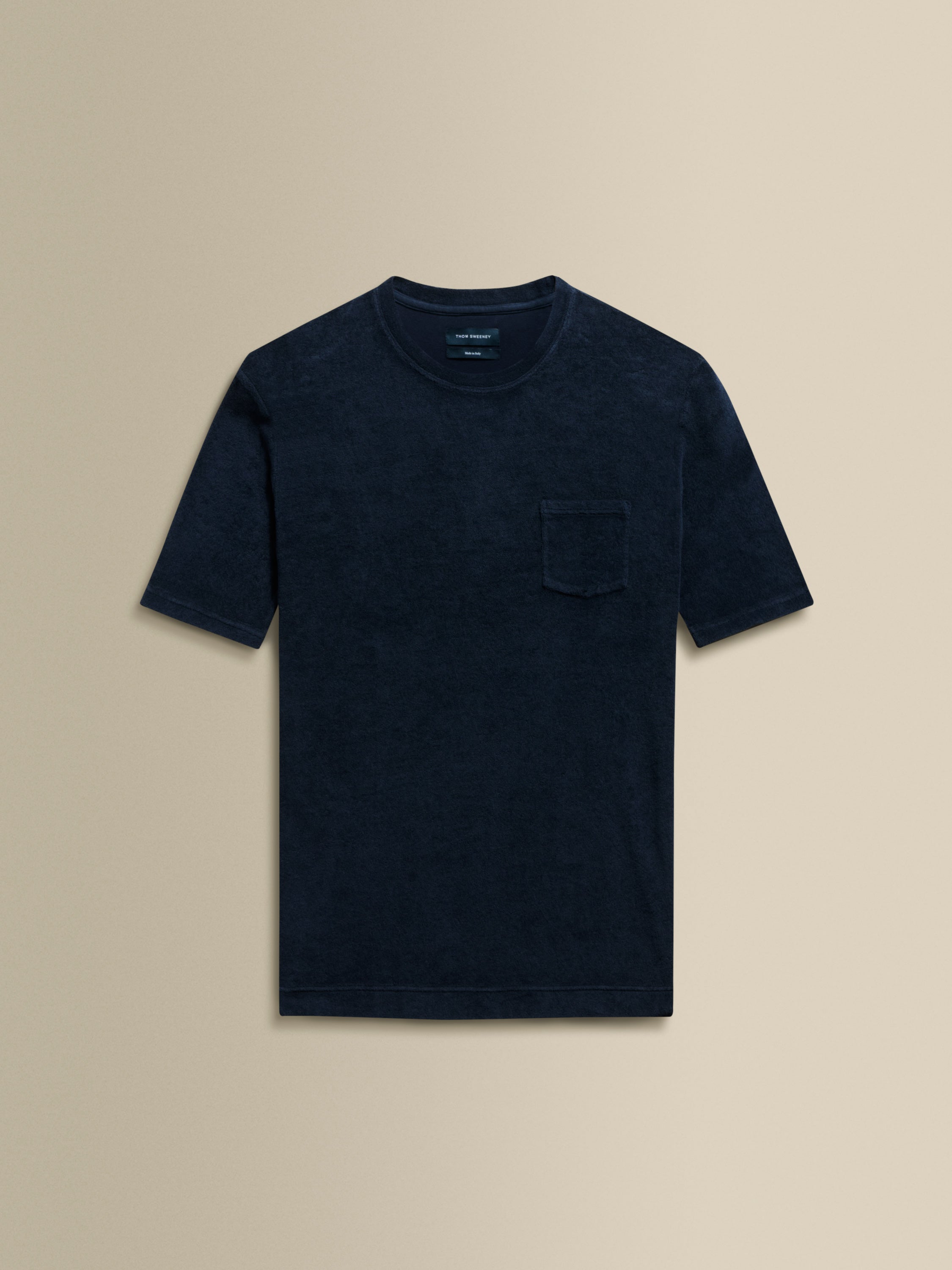 Terry Cotton Pocket T-Shirt Navy Product Image
