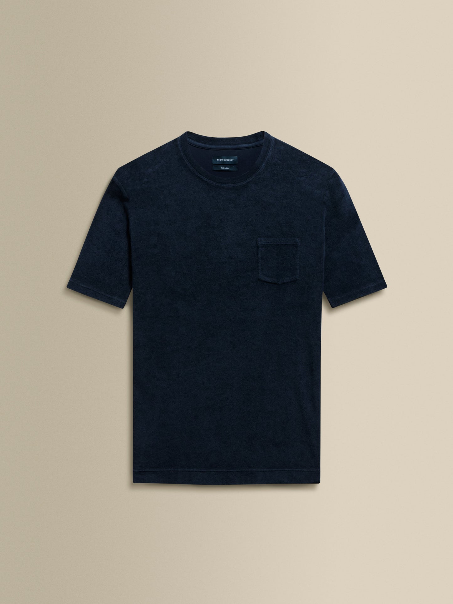 Terry Cotton Pocket T-Shirt Navy Product Image