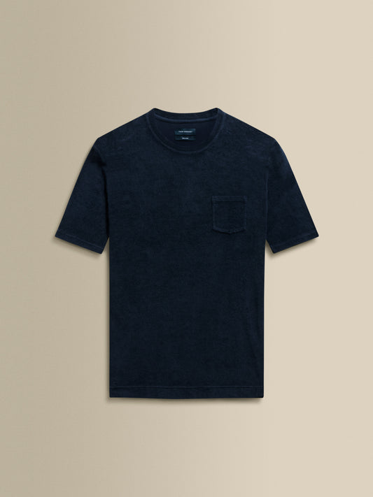 Terry Cotton Pocket T-Shirt Navy Product Image