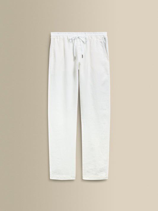 Linen Drawstring Trousers White Product Image