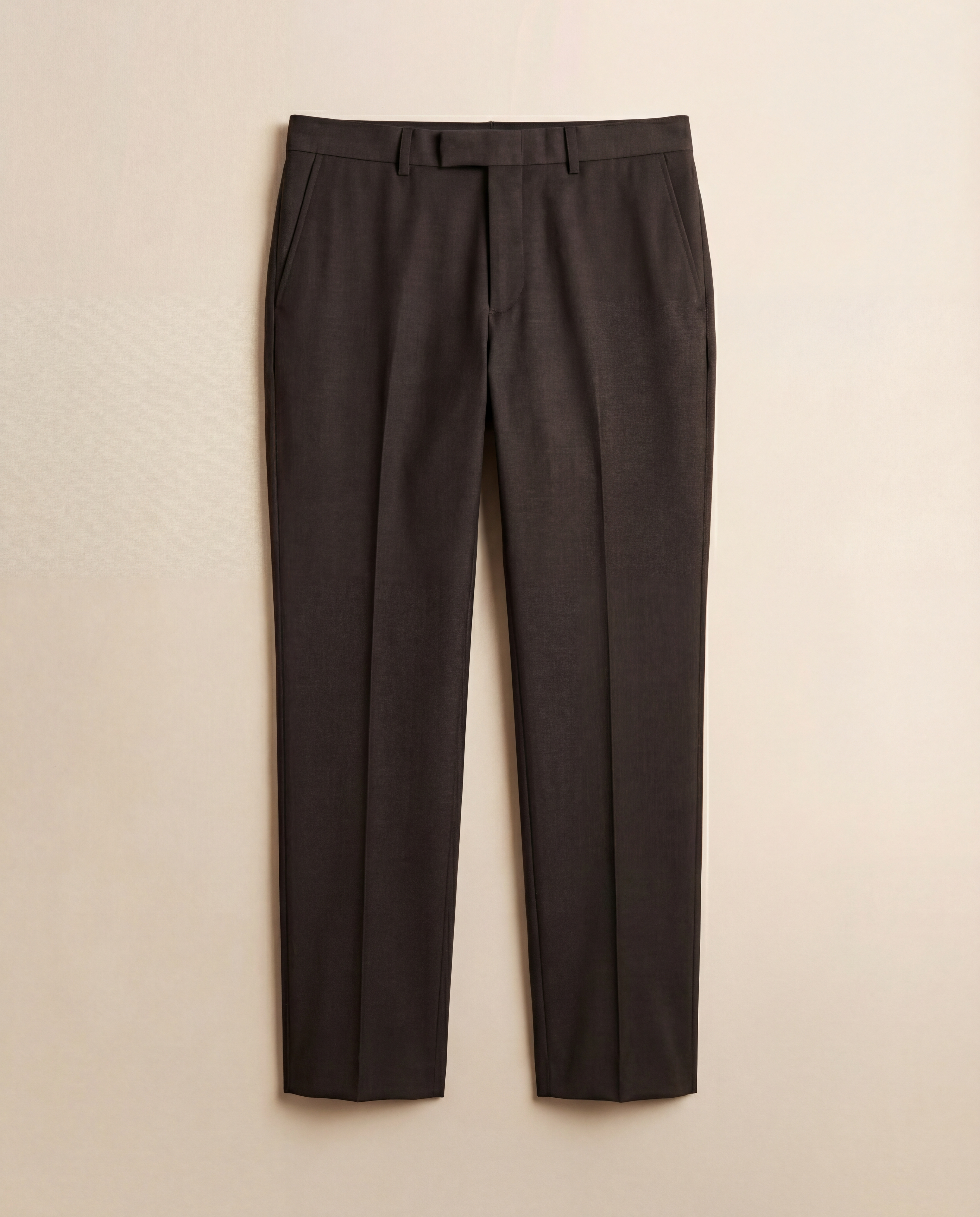 Wool Flat Front Tailored Trousers