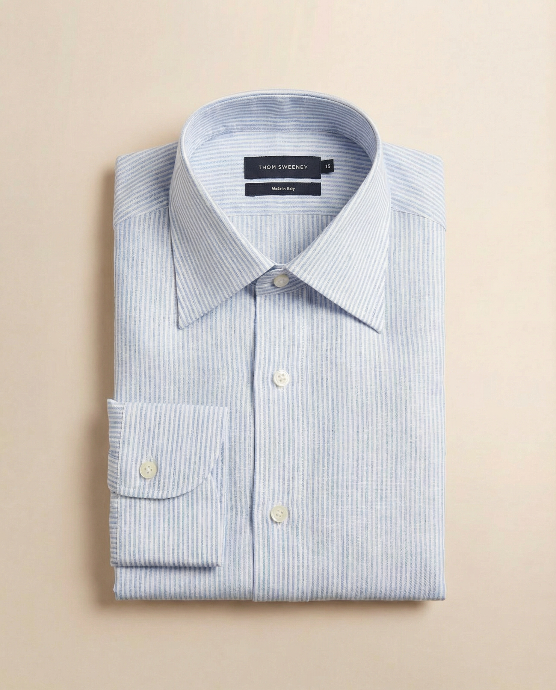 Linen Point Collar Stripe Shirt