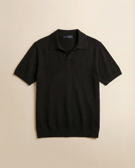 Linen Cotton Short Sleeve Skipper Polo Shirt