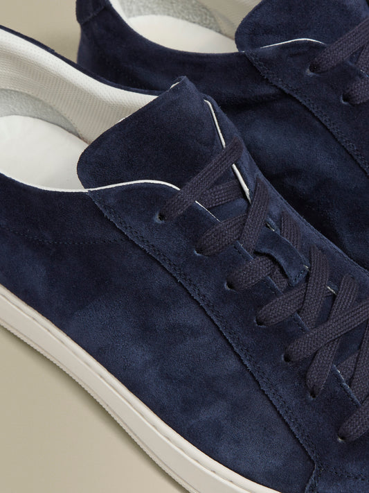 Suede Sneakers Navy Product Lace Detail