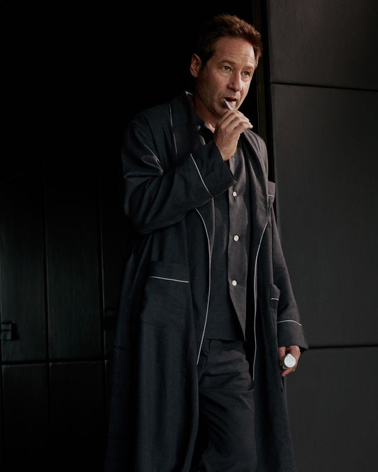 David Duchovny In Thom Sweeney's Brushed Cotton Pyjamas