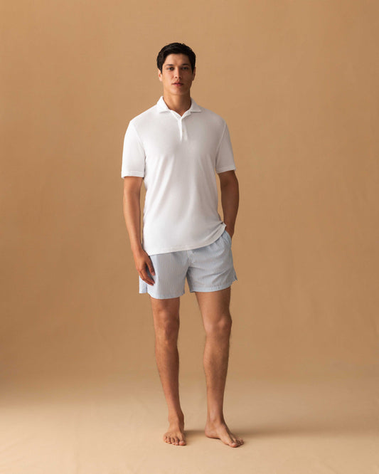 Terry Cotton Polo Shirt White Model Image